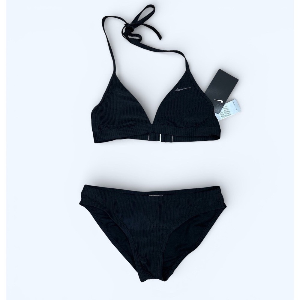 NIKE SWIM BIKINI WOMENS‎ XS BLACK RIBBED NEW!!